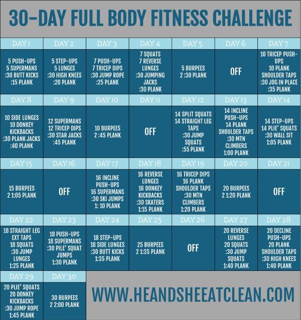 Fitness 30 Day Challenge Printable / Squat Challenge / Plank
