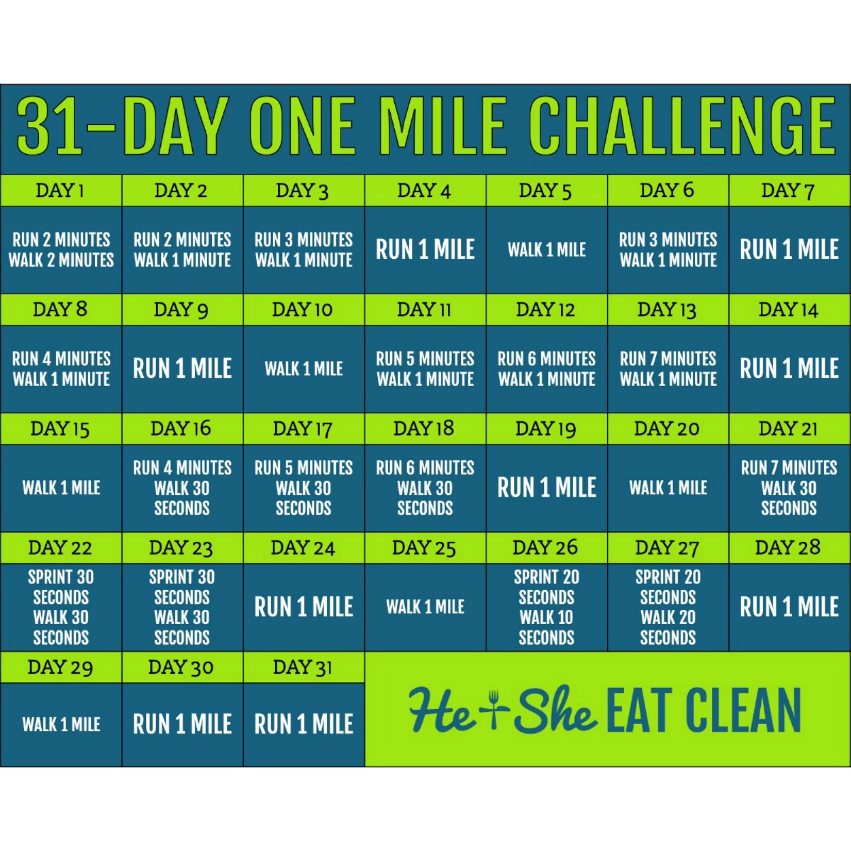 30 Day Running Challenge For Beginners Workout Calendar